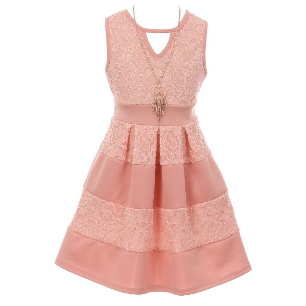 Little Girls Sleeveless Lace Solid Necklace Easter Summer Flower Girl Dress USA
